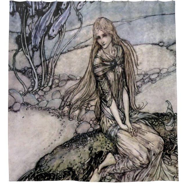 Arthur Rackham Fairy Art from “Undine” Shower Curtain (Front)