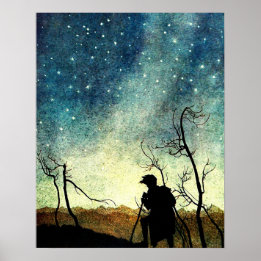 Arthur Rackham Illustration Comus Starry Night Poster