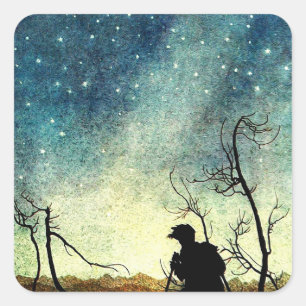 Arthur Rackham Illustration Comus Starry Night  Square Sticker
