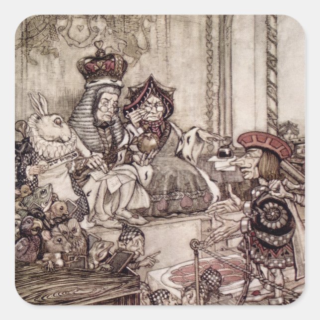Arthur Rackham | Knave before the King and Queen o Square Sticker (Front)