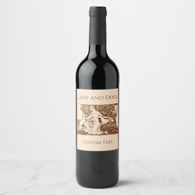 Arthur Rackham, Lady and Dogs Wine Label (Front)