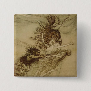 Arthur Rackham The Rhinemaidens teasing Alberich 15 Cm Square Badge