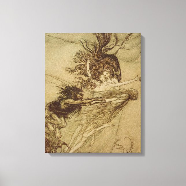 Arthur Rackham | The Rhinemaidens teasing Alberich Canvas Print (Front)