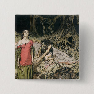 Arthur Rackham   The Wooing of Grimhilde, the moth 15 Cm Square Badge
