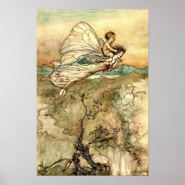 Arthur Rackham's Faeries in flight Poster (Front)