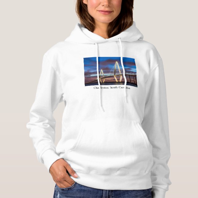 Arthur Ravenel Bridge At Night Hoodie (Front)