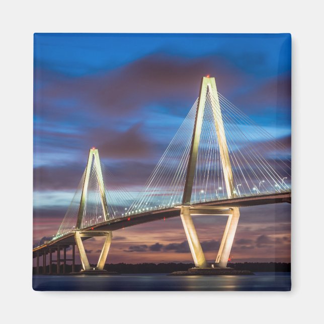 Arthur Ravenel Bridge At Night Magnet (Front)
