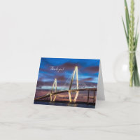 Arthur Ravenel Bridge At Night Thank You Card