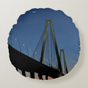 Arthur Ravenel Jr. Bridge at Dusk Round Cushion