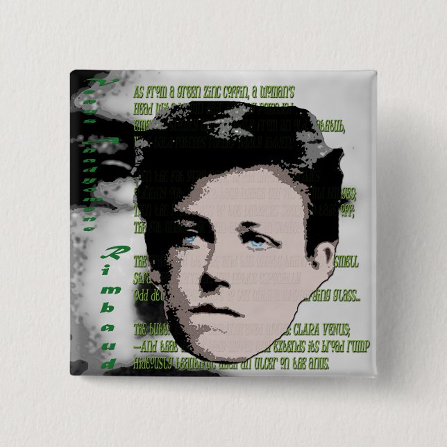 Arthur Rimbaud 15 Cm Square Badge (Front)