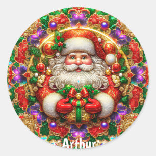 ARTHUR ~ SHINY SANTA Christmas ~ Classic Round Sticker