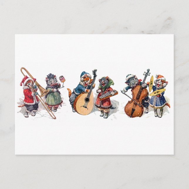 Arthur Thiele - Cat Orchestra in the Snow Postcard (Front)