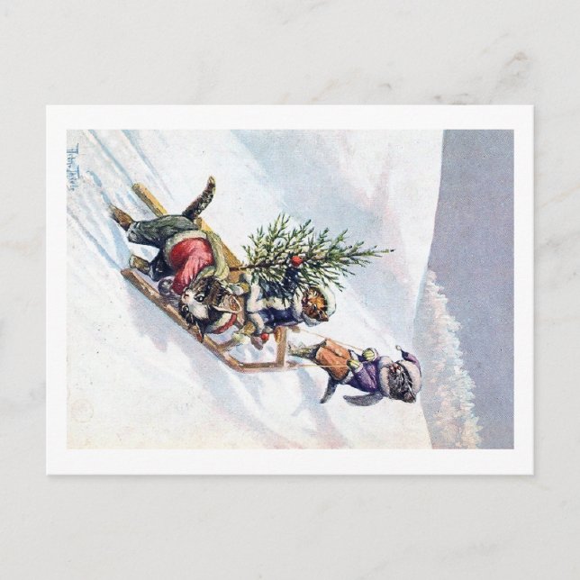 Arthur Thiele - Cats Bring home a Christmas Tree Holiday Postcard (Front)