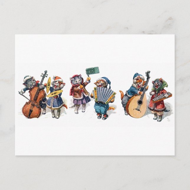 Arthur Thiele - Cats Playing Musical Instruments Postcard (Front)