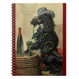 Arthur Thiele Comic Poodle at Pub Spiral Notebook