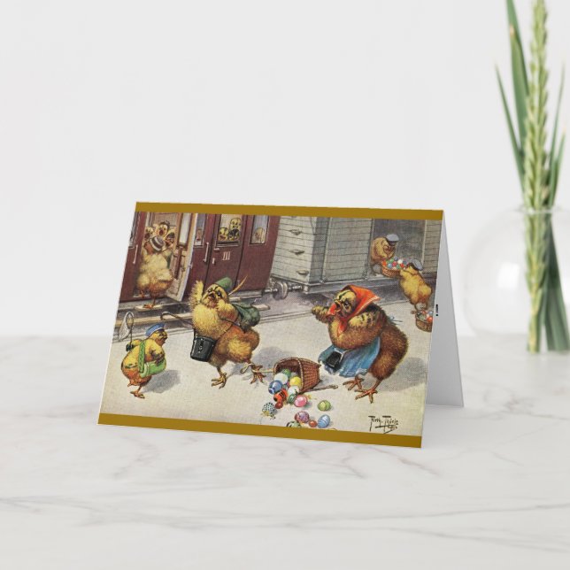 Arthur Thiele Easter Card - Chicks Catching Train (Front)