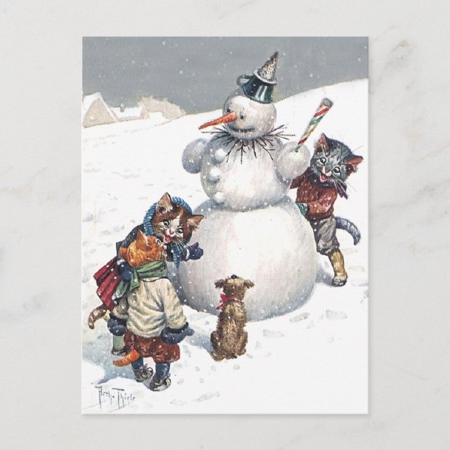 Arthur Thiele - Kittens Play Hide and Seek Holiday Postcard (Front)