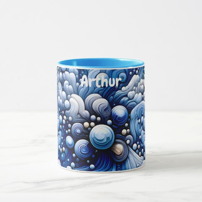 ARTHUR ~ Zany Bubbles 3D ~ Blues ~ Mug (Center)