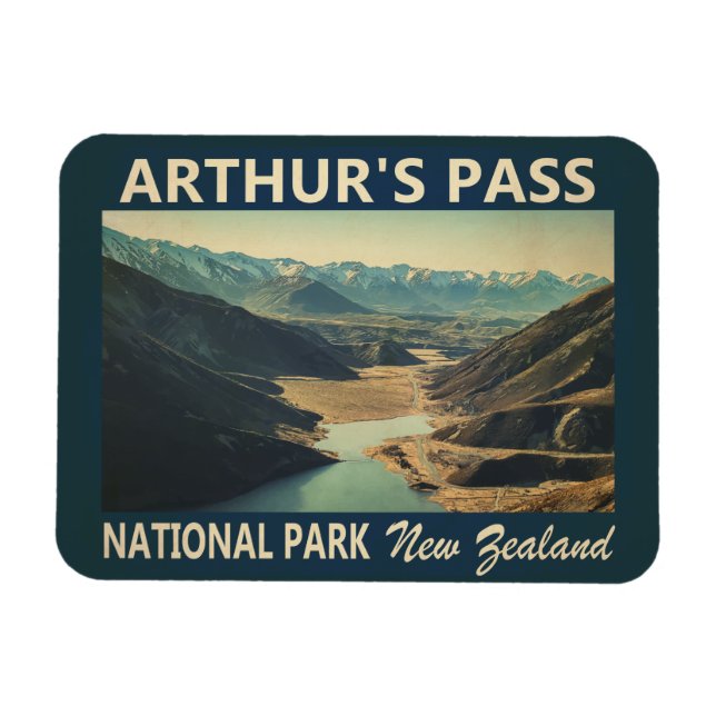 Arthur's Pass National Park New Zealand Vintage  Magnet (Horizontal)