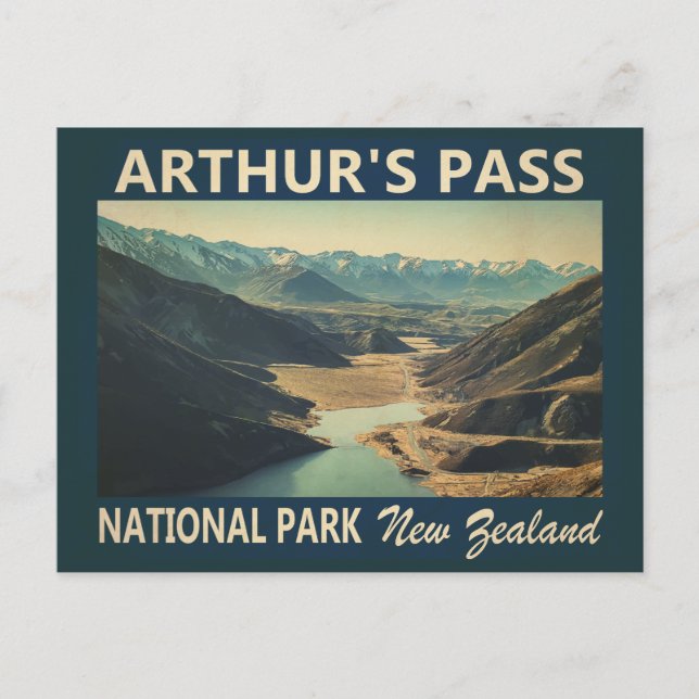 Arthur's Pass National Park New Zealand Vintage Postcard (Front)