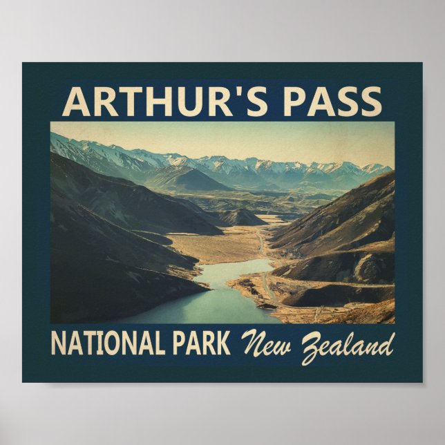 Arthur's Pass National Park New Zealand Vintage Poster (Front)