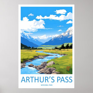 Arthurs Pass Travel National Ski Vintage Poster