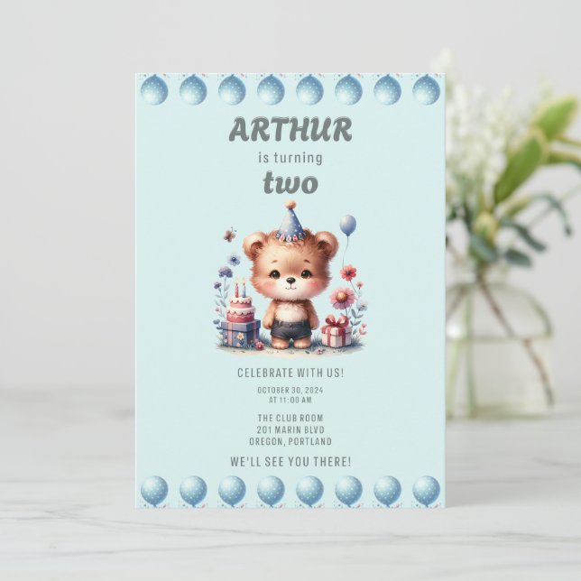 Arthur's Second Birthday Invitation (Standing Front)