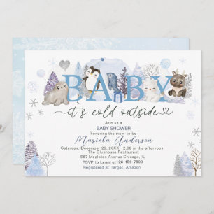 Artic Baby its Cold Outside Winter Baby shower  Invitation