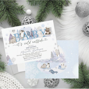Artic Baby its Cold Outside Winter Baby shower Invitation
