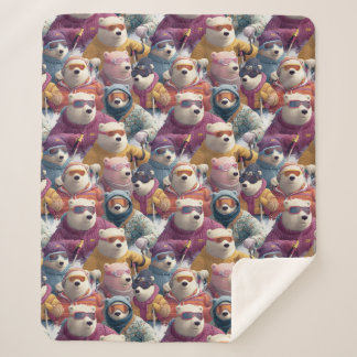 Artic Polar Bears Ski Club Sherpa Blanket