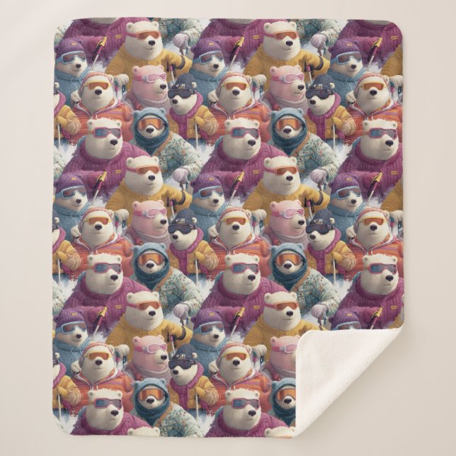 Artic Polar Bears Ski Club Sherpa Blanket (Front)