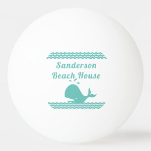 Artic Teal Blue Whale & waves Blue & White coastal Ping Pong Ball