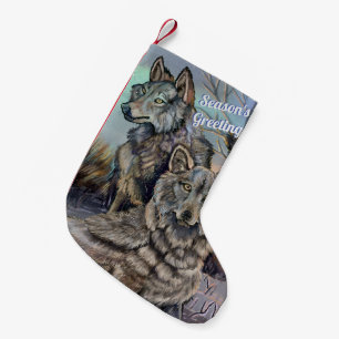 Artic Wolves~ Season's Greetings Small Christmas S Stocking