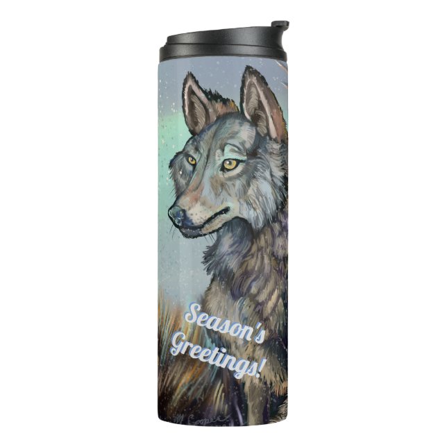 Artic Wolves Wintery   Thermal Tumbler (Rotated Left)