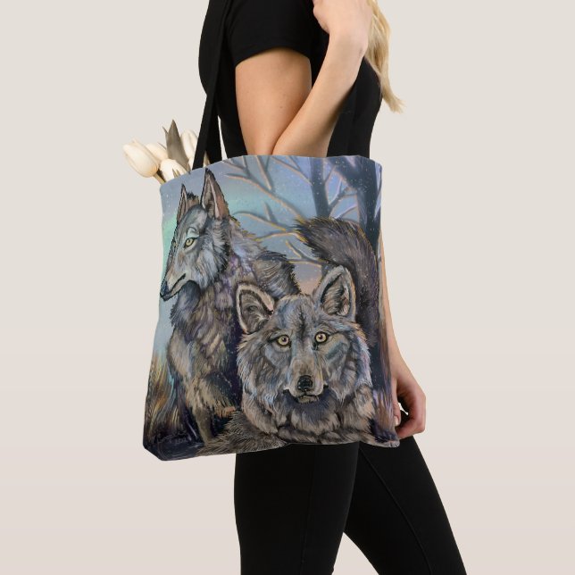 Artic Wolves Wintery  Tote Bag (Close Up)