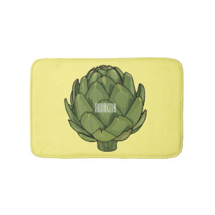 Artichoke cartoon illustration  bath mat