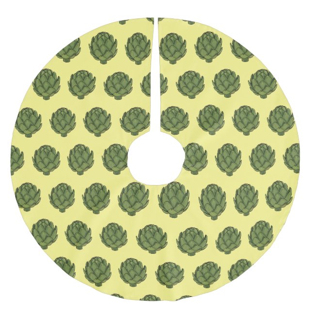 Artichoke cartoon illustration  brushed polyester tree skirt (Front)