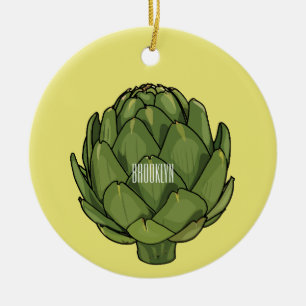 Artichoke cartoon illustration ceramic tree decoration