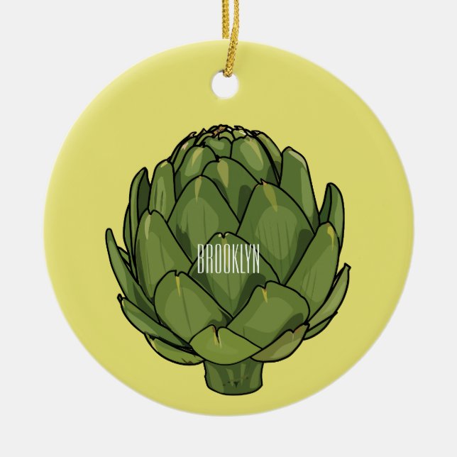 Artichoke cartoon illustration  ceramic tree decoration (Front)