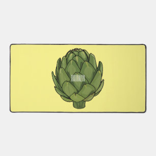 Artichoke cartoon illustration desk mat