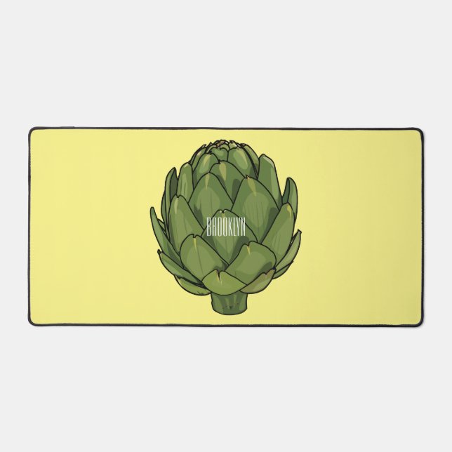 Artichoke cartoon illustration  desk mat (Front)