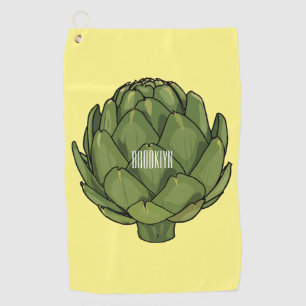 Artichoke cartoon illustration golf towel