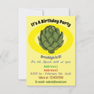 Artichoke cartoon illustration invitation