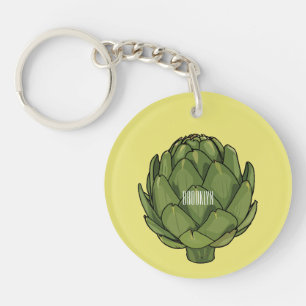 Artichoke cartoon illustration  key ring