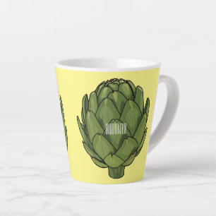 Artichoke cartoon illustration latte mug