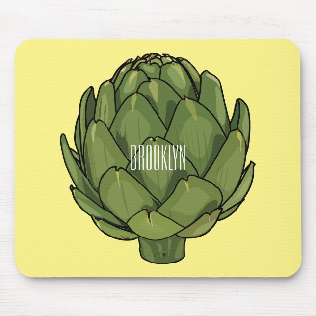 Artichoke cartoon illustration  mouse mat (Front)