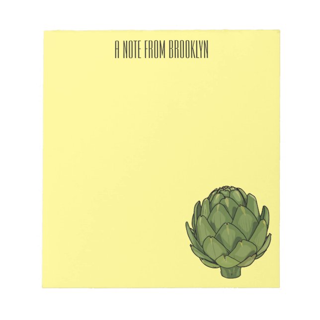 Artichoke cartoon illustration  notepad (Front)