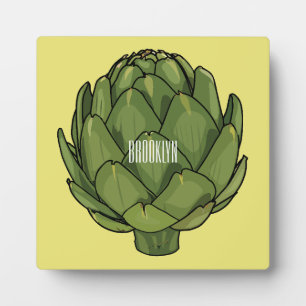Artichoke cartoon illustration  plaque