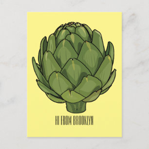 Artichoke cartoon illustration postcard