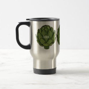 Artichoke cartoon illustration  travel mug
